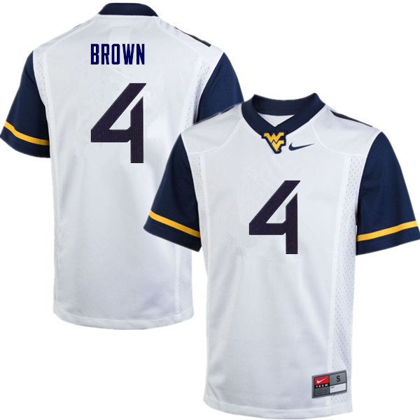 Men #4 Leddie Brown West Virginia Mountaineers College Football Jerseys Sale-White